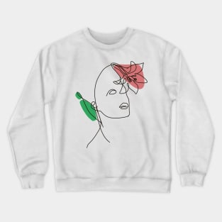 Rose woman minimalist line art Crewneck Sweatshirt